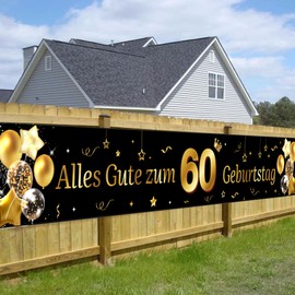 60th Birthday Banner Man 60th Birthday Decoration Banner Gold Black 60th Birthday Banner Long Background Banner for 60th Birthday Happy 60th Birthday Banner 60th Birthday Banner for Man 40 x 270 cm