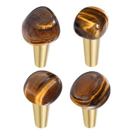 moonsix 4pcs Irregularity Crystal Stone Cabinet Knobs Set with Screws, Wardrobe Drawer Dresser Knobs Pulls Handles Decorative Kitchen, Tiger’s Eye Stone