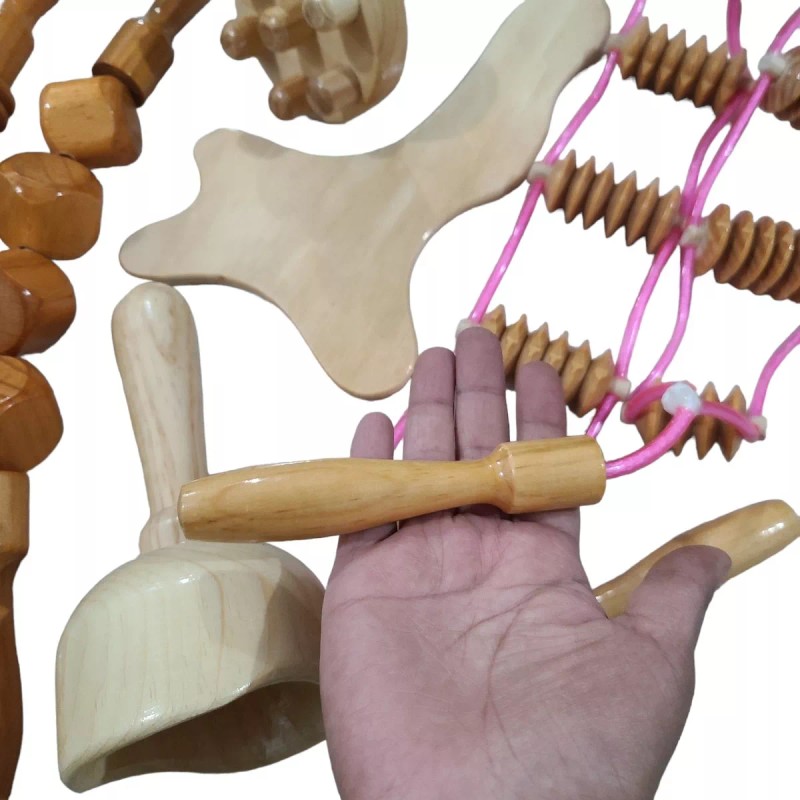 Singex Set 6 Piezas Maderoterapia Artesanal Cinturón Rodillo Tabla