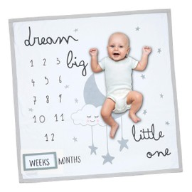 Newborn Baby Boy Girl Milestone Age Blanket Unisex Growth Mat 100% Cotton Soft Easy Care Wrap 80x80cm White