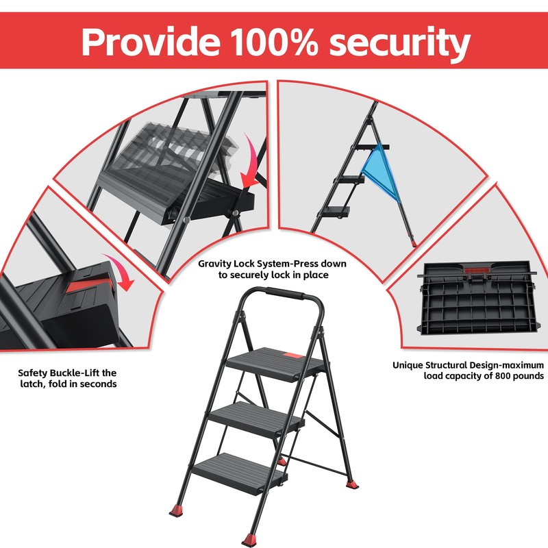 Step Ladder Foldable Folding Stool - for Home Adults Kitchen