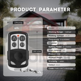 for Genie G3T-R G1T-BX GITR-3 GIT-1 GIT-2 GIT-3 Overhead Door Intellicode O1T-BX O3T-BX OCDTR-3 2 Pack Remotes