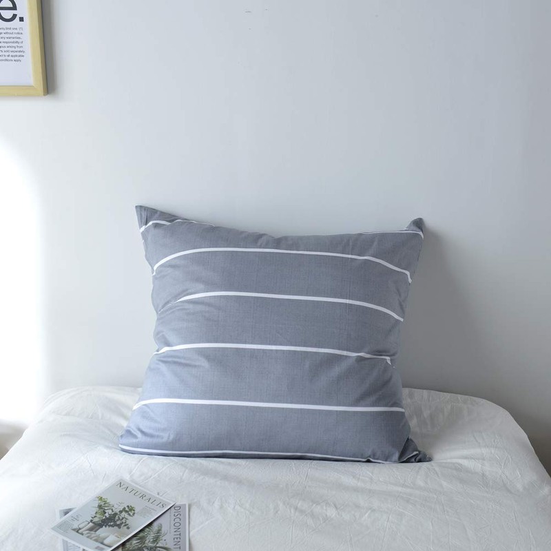 Keayoo 2 Piece Bed Linen, Grey, White, Striped, 100% Cotton