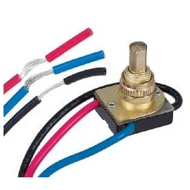 B&P Lamp® 3-Way Brass Push Canopy Switch