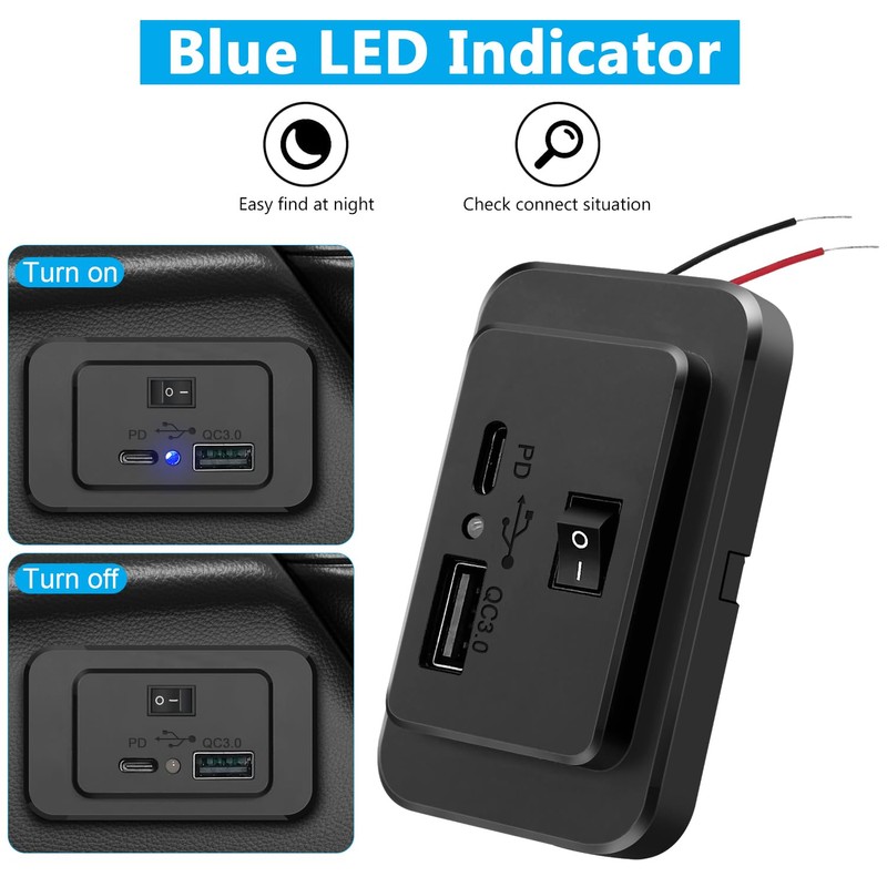 ON OFF Switch 12V USB Outlet for RV Camper QC