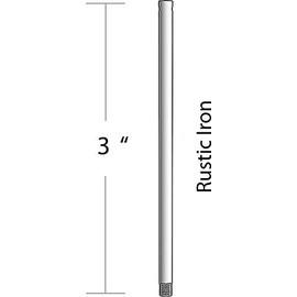 Craftmade DR3RI Indoor/Outdoor Damp Location Ceiling Fan Downrod 3-Inch, Rustic Iron