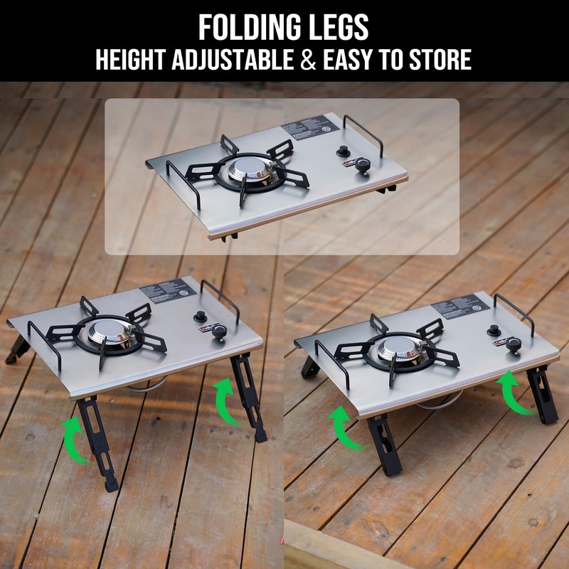 ONLYFIRE OUTDOOR LIVING Portable IGT Camping Stove with Foldable Legs,