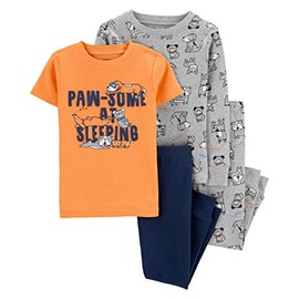 Carter's 4-Piece Toddler and Baby Boy's Snug fit Cotton Pajamas (Pawsome Orange, 5T)