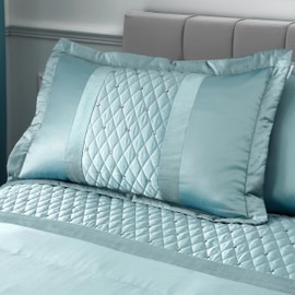 Catherine Lansfield Sequin Cluster Quilted Pillow sham Pillowcase Pair Duck Egg Blue