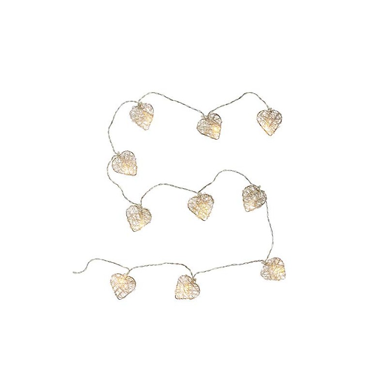Lights4fun Metal Mesh Heart Shaped Plug in Fairy String Lights