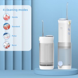 ISMATE Smart Dental Portable Electric Water Jet Flosser Dental Mini Oral Irrigator for Teeth Clean Travel Friendly Mini IPX7 Water proof (White Blue)
