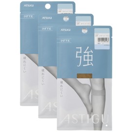 Atsugi FS4014 Women's Stockings, High Strength, Tear Resistant, Below Knee Length, Set of 3 Pairs, nude beige