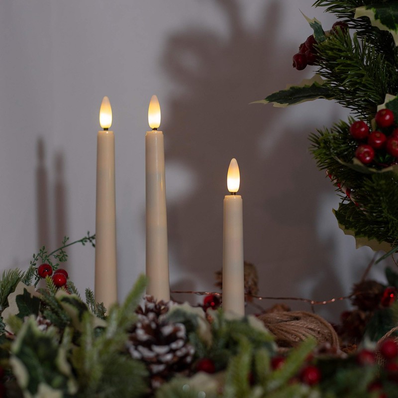 Flameless Taper Candles Flickering with Remote & Timer, Battery Operated