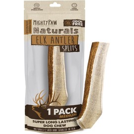 Mighty Paw Naturals Split Elk Antler for Dogs | USA Sourced, Long Lasting Chew for Aggressive Chewers – Low Odor, Natural Alternative to Dog Toys