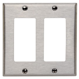 Leviton 2-Gang Decora/GFCI Device Decora Wallplate, Device Mount, 84409-40, Stainless Steel