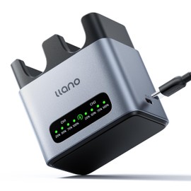 llano 20W LP-E17 Battery Charger: Fast Dual Slot for Canon Camera Batteries for Canon Camera EOS R50 R8 R10 R100 RP T6i T7i T8i T6S SL2 SL3 M3 M5 M6 77D 200D 750D, USB-C, LED,Durable CNC Aluminum