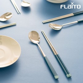 Flyto Domestic Flyto two-tone daily stainless steel cutlery set, two-tone cutlery set blue / 플라이토 국산 플라이토 투톤 데일리 스텐 수저세트, 투톤 수저세트 블루