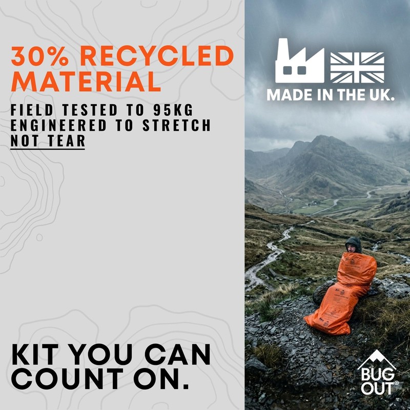 BUG OUT Survival Bivvy Bag with Emergency Whistle Kit, Waterproof,