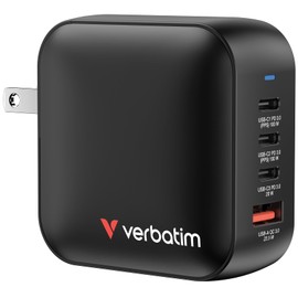 Verbatim Mini GaN USB Charger 100 W 1 x USB-A, 3 x USB-C® Quick Charge 3.0, USB PD 3.0 Indoor with Europe Adapter