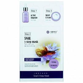 Innoface 3-Step Mask Pack 22ml - 10 Snail Sheets (Contains 1.5ml Ampoule and 2ml Night Cream) 7ea