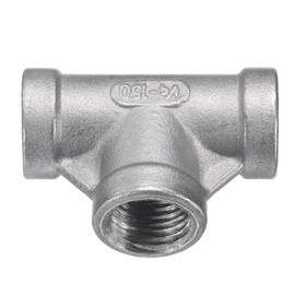 sourcing map Tee Pipe Fitting (1/4" x 1/4" x 1/4") NPT Female 304 Stainless Steel t Shaped 3 Way T-Connector for Industrial Connection Water Air Gas Oil Fuel