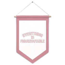 Cilrii Everything is Figureoutable Canvas Banner Wall Decor, Trendy Pink Inspirational Quotes Hanging Pennant Flag Banner for Nursery Kids Girls Room Office