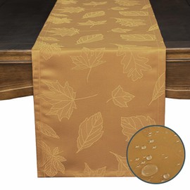 Joyfol Day - Camino de mesa jacquard de otoño, hoja de arce, campo de otoño, ámbar, camino de mesa de Acción de Gracias, impermeable, cocina, comedor, cosecha, decoración de mesa (14 x 60 pulgadas)