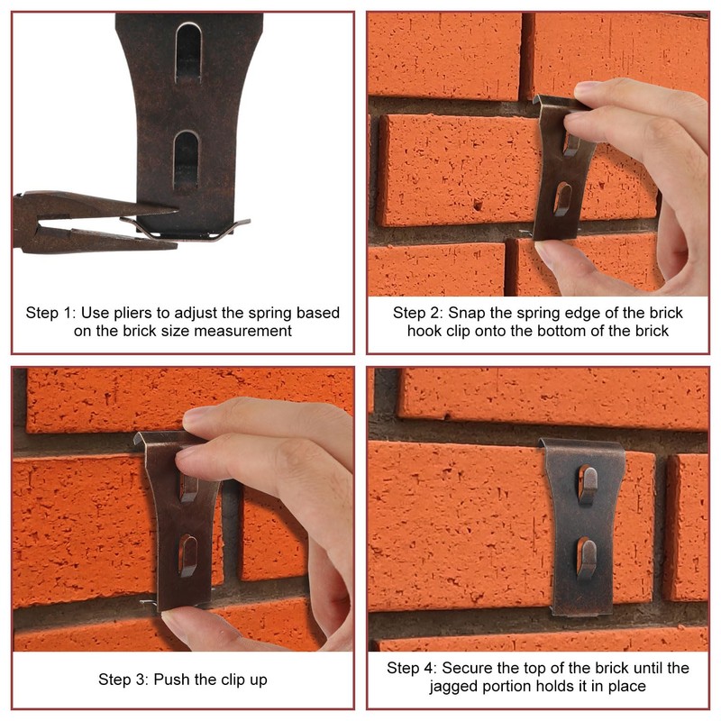 8pcs Brick Hook Clips, Heavy Duty Brick Wall Clamp Brick