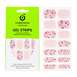 Cherimoya Pegatinas de Uñas, 14Pzs Tiras de Uñas de gel Semicuradas de Color con Luz UV/LED, Uñas Pegatinas de Gel para Arte DIY con Lima de Uñas, Almohadilla de Preparación y Palo de Madera - Floral rosa