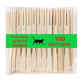 WHISPERING FANTASY 100pcs Premium Quality Wooden Fruit Forks + 5pcs RFID Cards Bundle.
