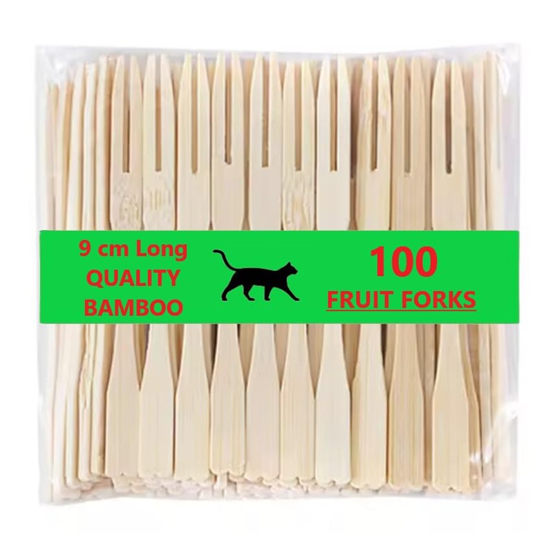 WHISPERING FANTASY 100pcs Premium Quality Wooden Fruit Forks + 5pcs