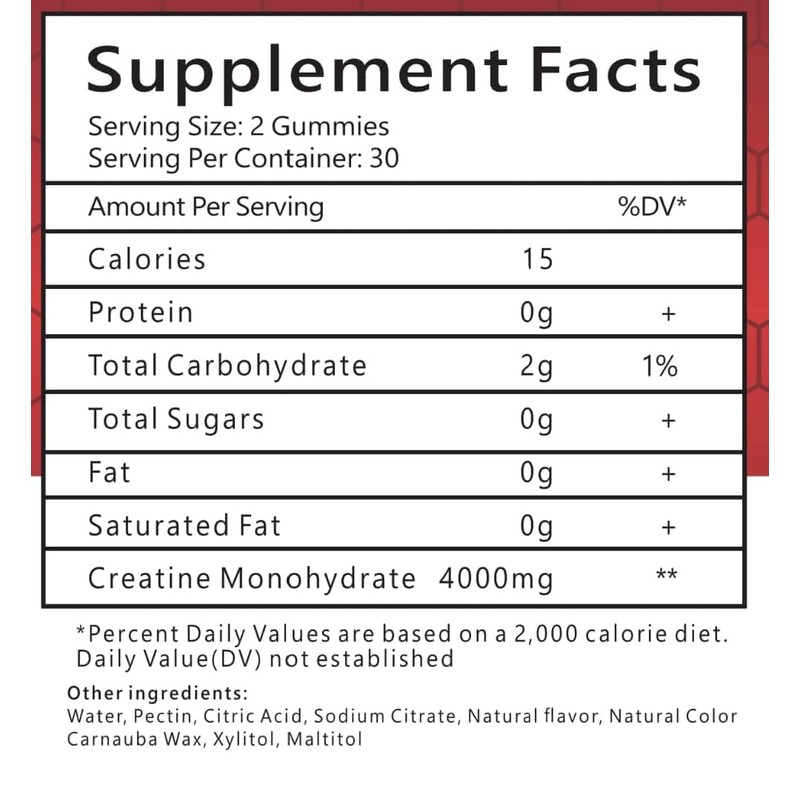 Creatine Monohydrate Gummies 4000mg for Men & Women - 60