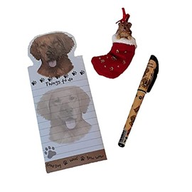 Blue Skies Plus Golden Retriever Dog Gift Set with Matching Ornament, Magnetic Notepad & Pen