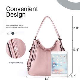 Angel Kiss Convertible Backpack Purse for Women Hobo Handbags Tote Bag Satchel Crossbody Shoulder Bag - Pink