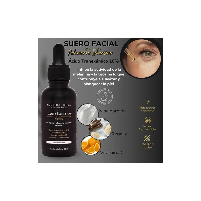 Ácido Tranexámico 10% manchas rebeldes paño melasma para todo tipo