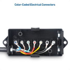 Cable Matters 7-Way Trailer Wire Harness 10ft with Junction Box for Trailer in Black - Inline Trailer Cord with 7-Gang Junction Box and 10 Feet Trailer Plug