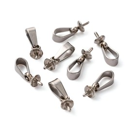 Gelirda 50Pcs Stainless Steel Peg Bails Pendants Screw Eye Pin Bail for Half Drilled Beads Jewelry Making