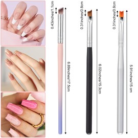 Xindojuz 6 PCS French Tip Brush for Nails, Ombre Nail Brush Set Oblique Head and Half Moon Shape French Manicure Brushes with Wood Handle for Nails Tips UV Gel Acrylic Painting Drawing Pen