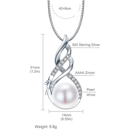 Salanda Single Pearl Necklace for Women, Dainty CZ Pearl Drop Pendant Necklace| Elegant adjustable Chain Necklace| 18k Silver Plated Pearl Necklace for Women, mm, Pearl, Pearl