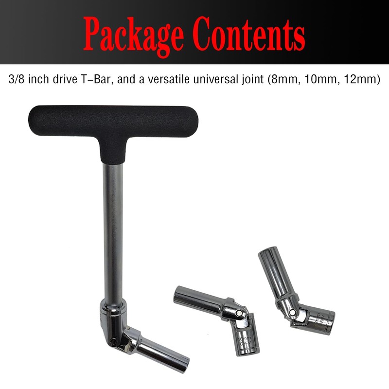 JEUCLEL 4PCS Glow Plug Socket Set with 3/8" Dr T-Bar,
