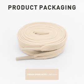 UamGlsob Flat Cotton Shoelaces for Sneakers, Solid Color Athletic Shoe Replacement Laces for Veja Esplar/Campo/V-10/Rio Branco/Venturi Sneakers Women (Beige, 63"/160cm)