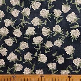 Kt KILOtela - Printed Quilting Fabric - 100% Cotton - 110 cm Wide - by Half metre | Dark Blue with Flowers
