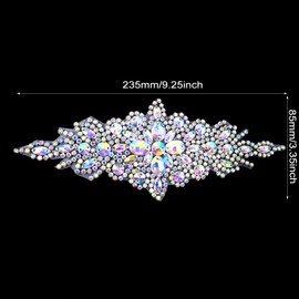 Honbay 1PCS Rhinestone Applique Colorful Wedding Dress Belt Embellishment for Women Bridal Gown, Ab Colorful, 9.25inch