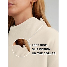 Trendy Queen Womens Oversized Sweatshirts Turtleneck Pullover Long Sleeve Hoodies Tops Fall Fashion Outfits 2025 Clothes Beige L