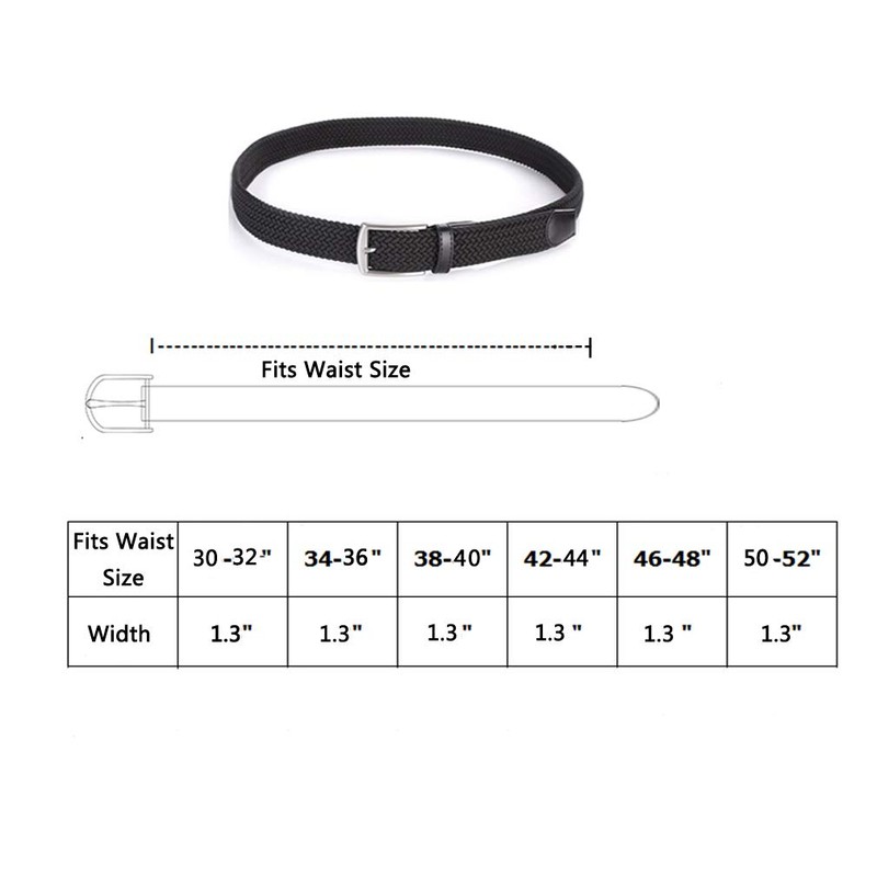 Weifert Men's Stretch Woven 1.3" Wide Elastic Braided Belts (Khaki,