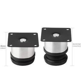 4PCS Furniture Cabinet Adjustable Stainless Steel Kitchen Feet Round Black and Silver 50 x 50mm