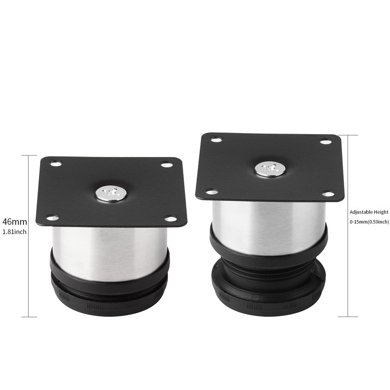 4PCS Furniture Cabinet Adjustable Stainless Steel Kitchen Feet Round Black
