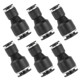 PATIKIL 6pcs Straight Push Fit Fittings, 1/4" x 3/8" OD Pipe Reducer Connector Quick Release Adapter Air Hose Connector for Pneumatics, Black