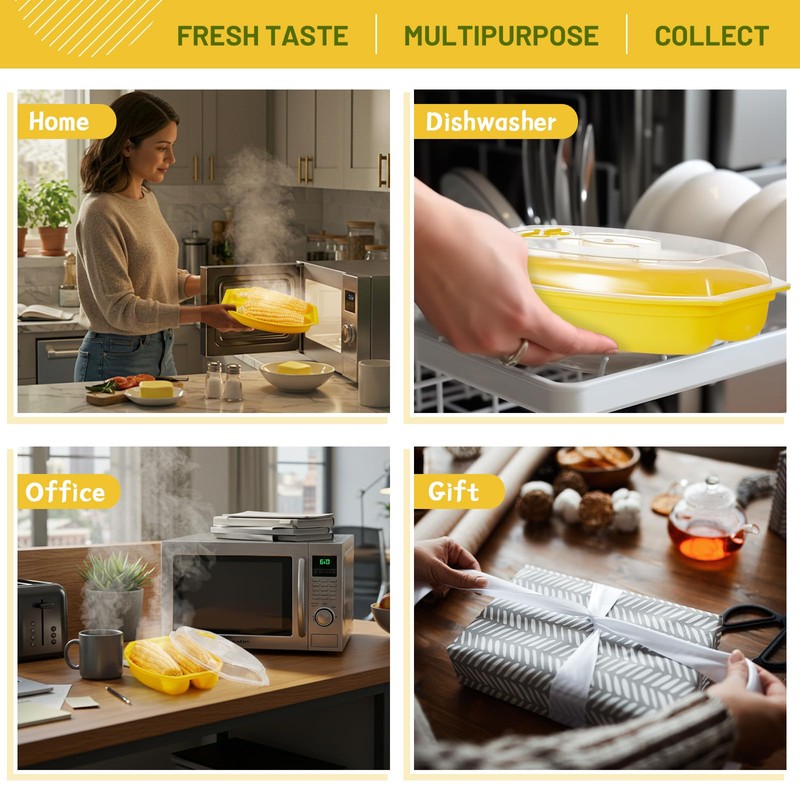 SiliFine 1 Pcs Microwave Corn Steamer with Lid Fast &