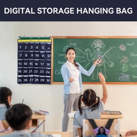 30 Pockets Cell Phone Holder Classroom, Numbered Classroom Sundries Closet Pocket with Wall Door Organizer for Cell Phones Calculators Holders